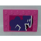 LEGO Dark Pink Tile 4 x 6 with Studs on 3 Edges with Shellraiser Graffitti (Right) Sticker (6180)