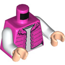 LEGO Donkerroze Tourist Woman in Dark Pink Vest Minifig Torso (973 / 76382)