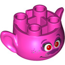 LEGO Dunkles Pink Troll Kopf mit Poppy Gesicht mit Smile und Rote Augen (66297)