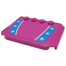 LEGO Dark Pink Wedge 4 x 6 Curved with Blue Stripes and White Stars Sticker (52031)