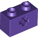 LEGO Dark Purple Brick 1 x 2 with Axle Hole ('+' Opening and Bottom Tube) (31493 / 32064)