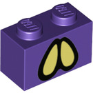 LEGO Dark Purple Brick 1 x 2 with Bogmire Yellow Eyes with Bottom Tube (3004 / 94282)