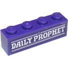 LEGO Donkerpaars Steen 1 x 4 met 'The Daily Prophet' Sticker (3010)