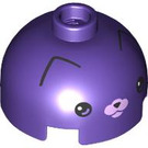 LEGO Violet foncé Brique 2 x 2 Rond avec Dome Haut avec Affronter avec Pink Nose (Goujon creux, support d'essieu) (3262 / 104541)