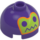 LEGO Dark Purple Brick 2 x 2 Round with Dome Top with Green Confused Face (Hollow Stud, Axle Holder) (3262 / 106853)