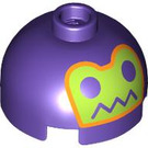 LEGO Dark Purple Brick 2 x 2 Round with Dome Top with Green Confused Face (Hollow Stud, Axle Holder) (3262 / 106853)