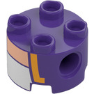 LEGO Morado oscuro Ladrillo 2 x 2 Circular con Agujeros con Amarillo / Carne / Blanco Toad Pecho (17485 / 94685)