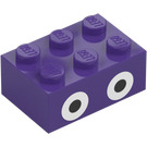 LEGO Dunkelviolett Stein 2 x 3 mit Nabbit Augen (94655 / 105682)