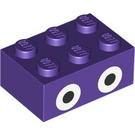 LEGO Donkerpaars Steen 2 x 3 met Nabbit Ogen (94655 / 105682)
