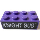LEGO Donkerpaars Steen 2 x 4 met Knight Bus Sign (3001)