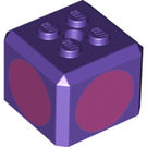 LEGO Dark Purple Brick 3 x 3 x 2 Cube with 2 x 2 Studs on Top with Dark Pink Circles (66855 / 76907)