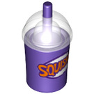 LEGO Dark Purple Drink Cup with Straw with "Squishee" (20495 / 21791)