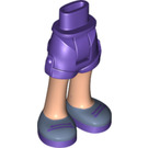 LEGO Dunkles Violett Hüfte mit Rolled Oben Shorts mit Sand Blau Shoes, Dark Lila Laces mit dickem Scharnier (11403 / 35557)