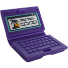 LEGO Dark Purple Laptop with Palm Tree, Sunset, Check Mark and Cross Sticker (18659)
