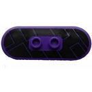 LEGO Dunkelviolett Minifig Skateboard mit Vier Rad Clips mit Schwarz Shapes Aufkleber (42511)