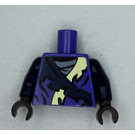 LEGO Mörklila Minifigur Kropp med Torn Robe och Dark Blå Strap (973)