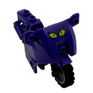 LEGO Donkerpaars Motorfiets met Zwart Chassis met Kat Ogen Sticker (52035)
