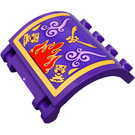 LEGO Dark Purple Panel 3 x 4 x 3 Curved with Hinge with Red Flame, Two Gold Tiger and Lavender Decoration Sticker (18910)