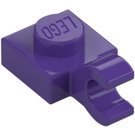 LEGO Viola scuro Piastra 1 x 1 con Clip orizzontale (Spessa "O" aperta) (52738 / 61252)