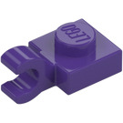 LEGO Dunkles Violett Platte 1 x 1 mit Horizontaler Clip (Dick geöffneter O-Clip) (52738 / 61252)