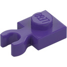 LEGO Dark Purple Plate 1 x 1 with Vertical Clip (Thick Open 'O' Clip) (44860 / 60897)