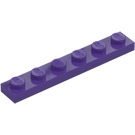 LEGO Donkerpaars Plaat 1 x 6 (3666)