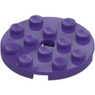 LEGO Morado oscuro Placa 4 x 4 Circular con Agujero y Snapstud (60474)