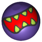 LEGO Dark Purple Technic Ball with Mouth with Lime Teeth (18384 / 31828)