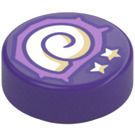 LEGO Dark Purple Tile 1 x 1 Round with Snail Shell and Star (35380 / 106546)