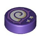 LEGO Dark Purple Tile 1 x 1 Round with Snail Shell and Star (35380 / 106546)