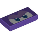 LEGO Dark Purple Tile 1 x 2 with Angry Eyes with Groove (3069 / 76904)