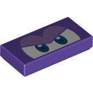 LEGO Dunkelviolett Fliese 1 x 2 mit Angry Augen mit Nut (3069 / 76904)