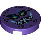 LEGO Dark Purple Tile 2 x 2 Round with Black Rock Monster with Bottom Stud Holder (14769 / 33547)