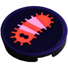 LEGO Dark Purple Tile 2 x 2 Round with Pink and Coral Caterpillar Sticker with Bottom Stud Holder (14769)