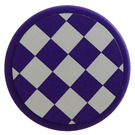 LEGO Dunkelviolett Fliese 2 x 2 Runden mit Purple und Weiß chessboard Aufkleber mit unterem Bolzenhalter (14769)