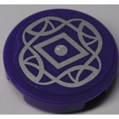 LEGO Dark Purple Tile 2 x 2 Round with Silver Diamond and Elves Tribal Sticker with Bottom Stud Holder (83056)