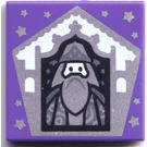 LEGO Dark Purple Tile 2 x 2 with Chocolate Frog Card Albus Dumbledore Silver Pattern with Groove (3068)