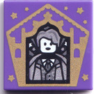 LEGO Donkerpaars Tegel 2 x 2 met Chocolate Kikker Card Gilderoy Lockhart Patroon met groef (3068)