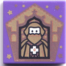 LEGO Dark Purple Tile 2 x 2 with Chocolate Frog Card Godric Gryffindor Pattern with Groove (3068)