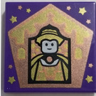 LEGO Dark Purple Tile 2 x 2 with Chocolate Frog Card Helga Hufflepuff Pattern with Groove (3068)