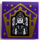 LEGO Violet foncé Tuile 2 x 2 avec Chocolate La grenouille Card Jocunda Sykes avec rainure (3068)
