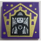 LEGO Violet foncé Tuile 2 x 2 avec Chocolate La grenouille Card Minerva McGonagall Modèle avec rainure (3068)
