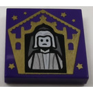 LEGO Dark Purple Tile 2 x 2 with Chocolate Frog Card Nicholas Flamel Pattern with Groove (3068)