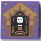 LEGO Donkerpaars Tegel 2 x 2 met Chocolate Kikker Card Rowena Ravenclaw Patroon met groef (3068)