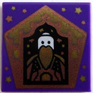 LEGO Dark Purple Tile 2 x 2 with Chocolate Frog Card Salazar Slytherin with Groove (3068)