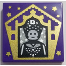 LEGO Dark Purple Tile 2 x 2 with Chocolate Frog Card Seraphina Picquery Pattern with Groove (3068)