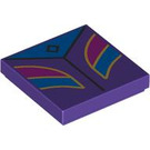LEGO Dark Purple Tile 2 x 2 with Magenta and Blue with Gold with Groove (3068 / 104428)