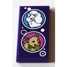 LEGO Dark Purple Tile 2 x 4 with 2 Dogs and Dots Sticker (87079)