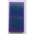 LEGO Dark Purple Tile 2 x 4 with Dark Turquoise Flowers Pattern Sticker