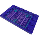 LEGO Dunkelviolett Fliese 4 x 6 mit Bolzen auf 3 Edges mit Purple Book Cover mit Lock Aufkleber (6180)